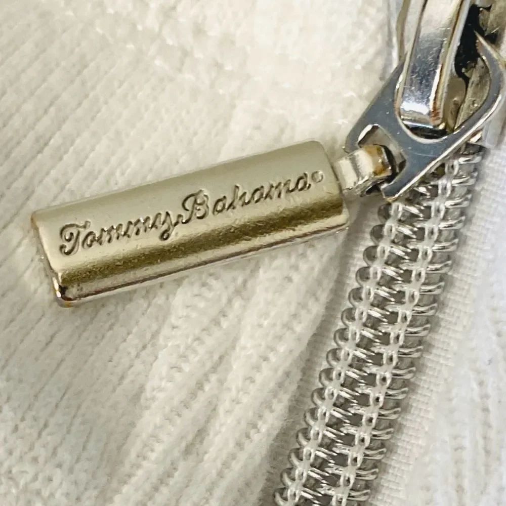 🛍️ Tommy Bahama White Full-Zip Sweater/Jacket Sz Large - Picture 3 of 12